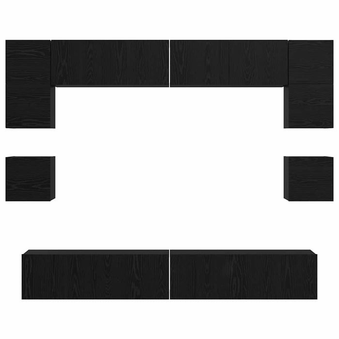 Set comodă TV Pe perete 8 pcs Stejar Negru Lemn compozit - WALTI WALTI