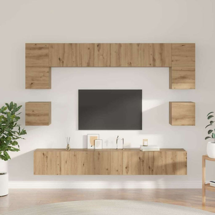 Set comodă TV Pe perete 8 pcs Stejar Artizanal Lemn compozit - WALTI WALTI