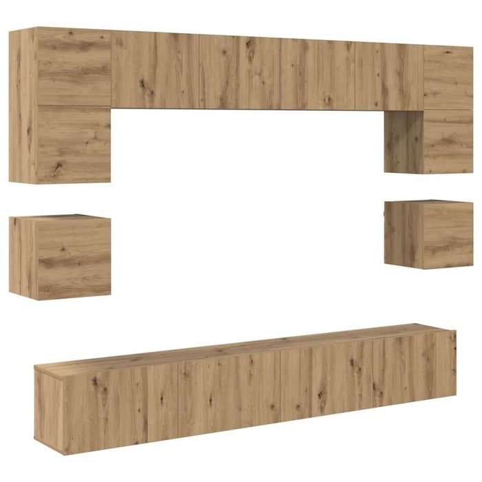 Set comodă TV Pe perete 8 pcs Stejar Artizanal Lemn compozit - WALTI WALTI