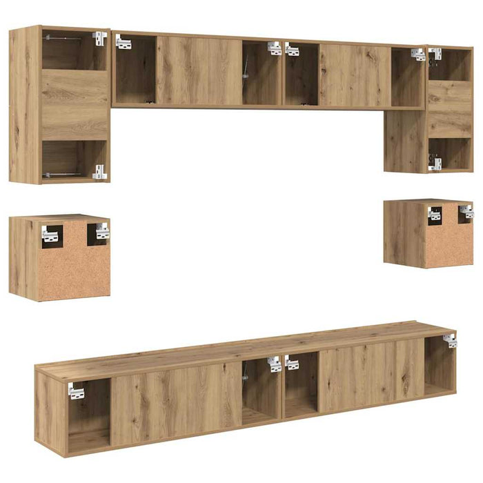 Set comodă TV Pe perete 8 pcs Stejar Artizanal Lemn compozit - WALTI WALTI