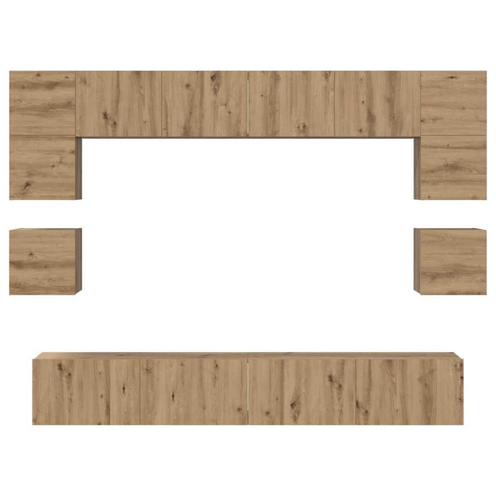 Set comodă TV Pe perete 8 pcs Stejar Artizanal Lemn compozit - WALTI WALTI