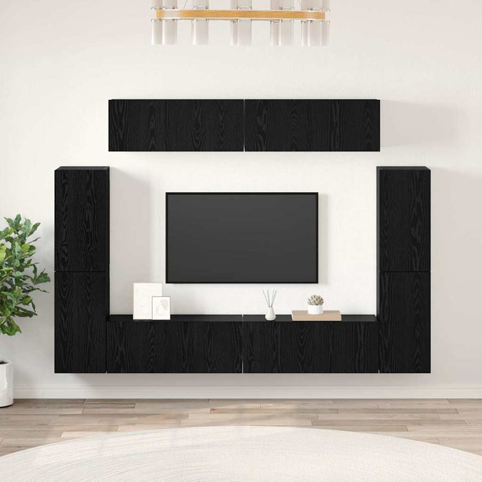 Set comodă TV cu raft 8 pcs Stejar negru 80 x 30 x 30.5 cm - WALTI WALTI