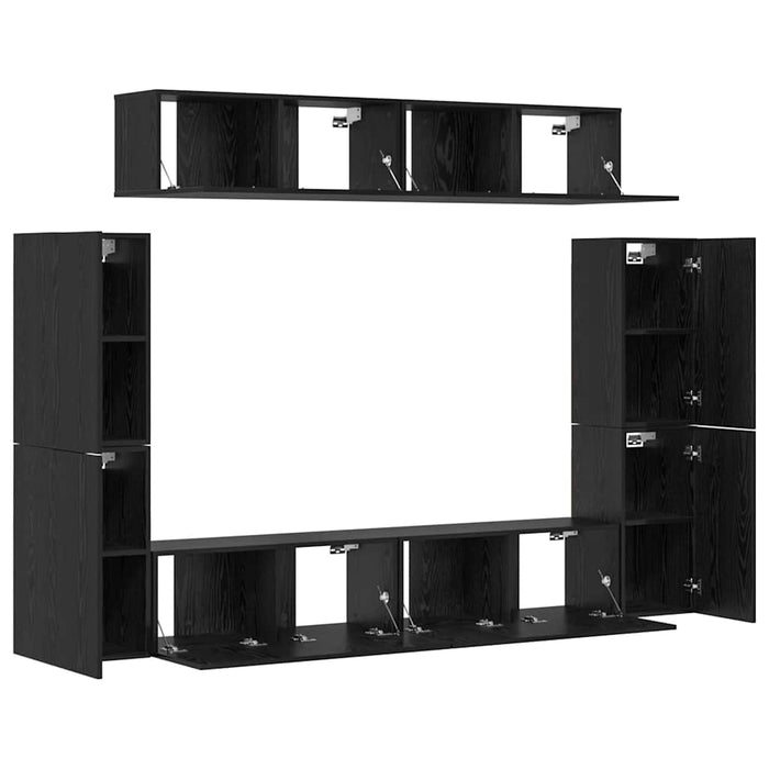 Set comodă TV cu raft 8 pcs Stejar negru 80 x 30 x 30.5 cm - WALTI WALTI