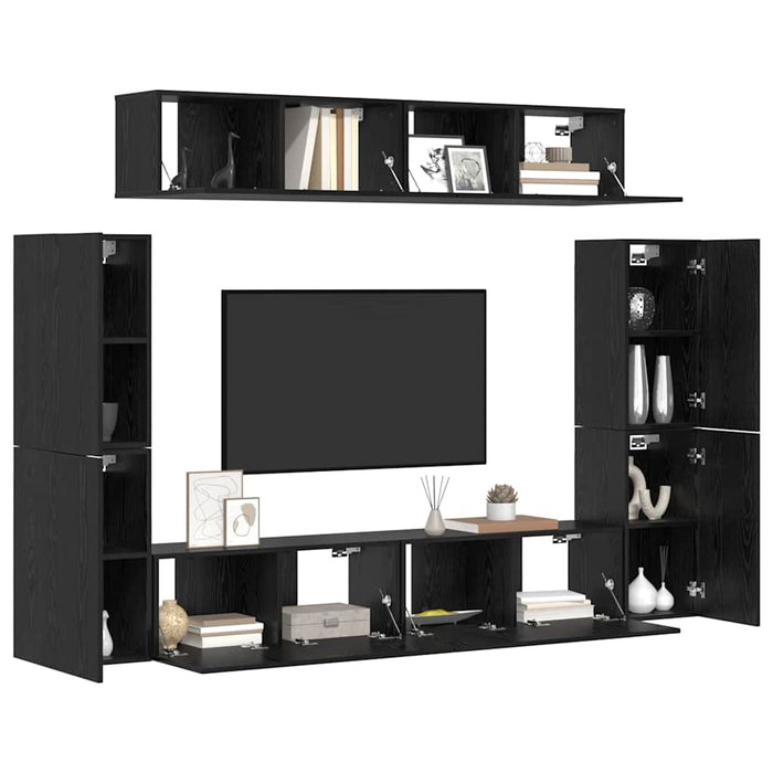 Set comodă TV cu raft 8 pcs Stejar negru 80 x 30 x 30.5 cm - WALTI WALTI