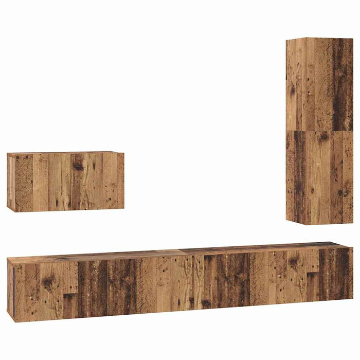Set comodă TV cu sertar 4 pcs Lemn Vechi Lemn compozit - WALTI WALTI