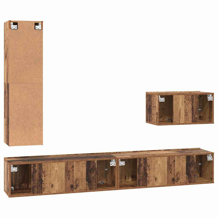 Set comodă TV cu sertar 4 pcs Lemn Vechi Lemn compozit - WALTI WALTI