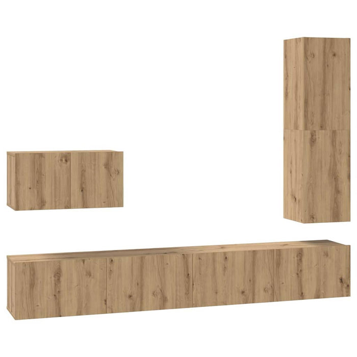 Set comodă TV cu sertar 4 pcs Stejar Artizanal Lemn compozit - WALTI WALTI