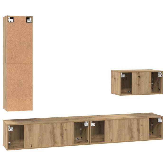 Set comodă TV cu sertar 4 pcs Stejar Artizanal Lemn compozit - WALTI WALTI