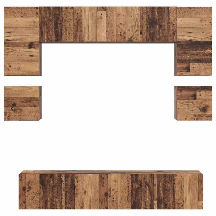 Set comodă TV Pe perete 8 pcs Lemn Vechi Lemn compozit - WALTI WALTI
