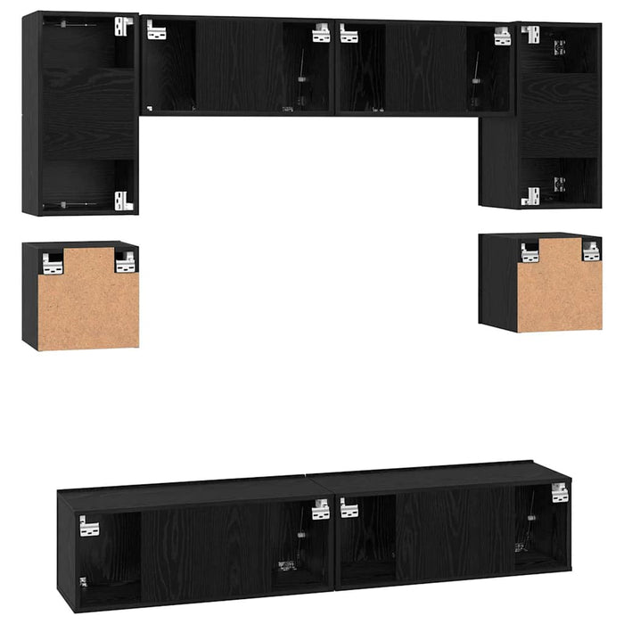 Set comodă TV Pe perete 8 pcs Stejar Negru Lemn compozit - WALTI WALTI