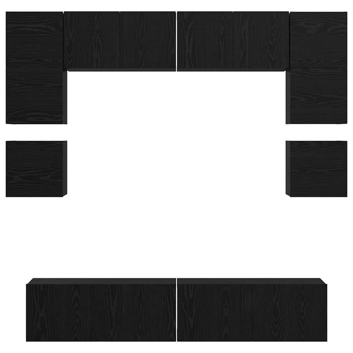 Set comodă TV Pe perete 8 pcs Stejar Negru Lemn compozit - WALTI WALTI