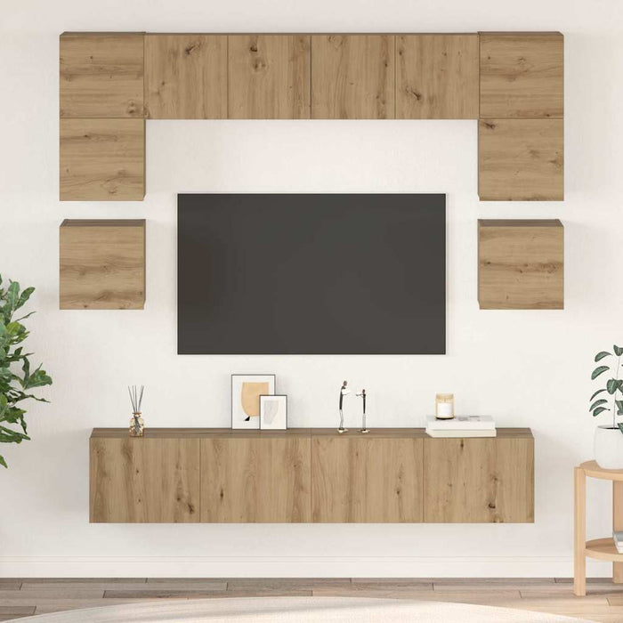 Set comodă TV Pe perete 8 pcs Stejar Artizanal Lemn compozit - WALTI WALTI