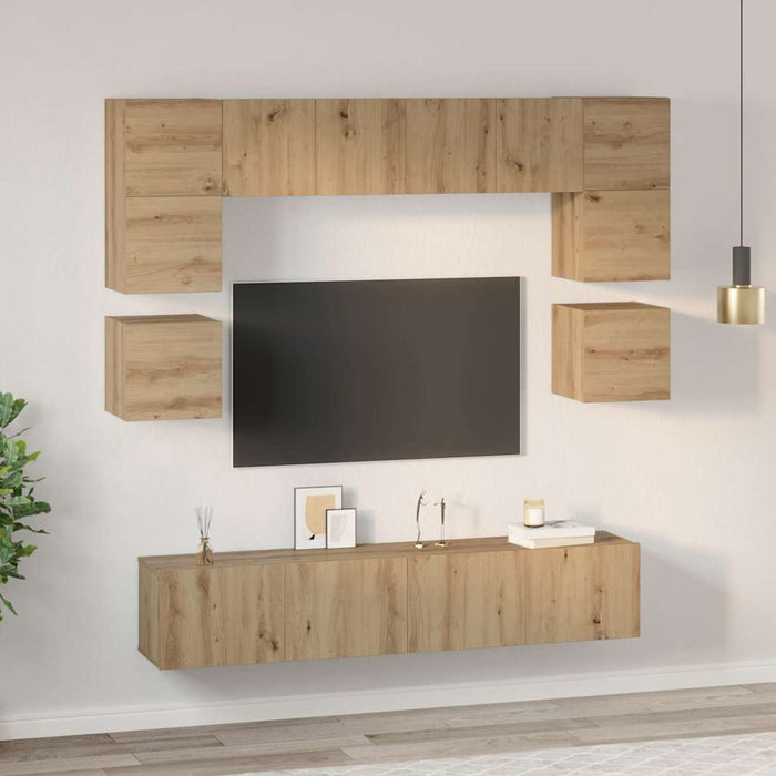 Set comodă TV Pe perete 8 pcs Stejar Artizanal Lemn compozit - WALTI WALTI