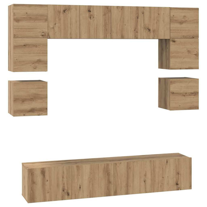 Set comodă TV Pe perete 8 pcs Stejar Artizanal Lemn compozit - WALTI WALTI