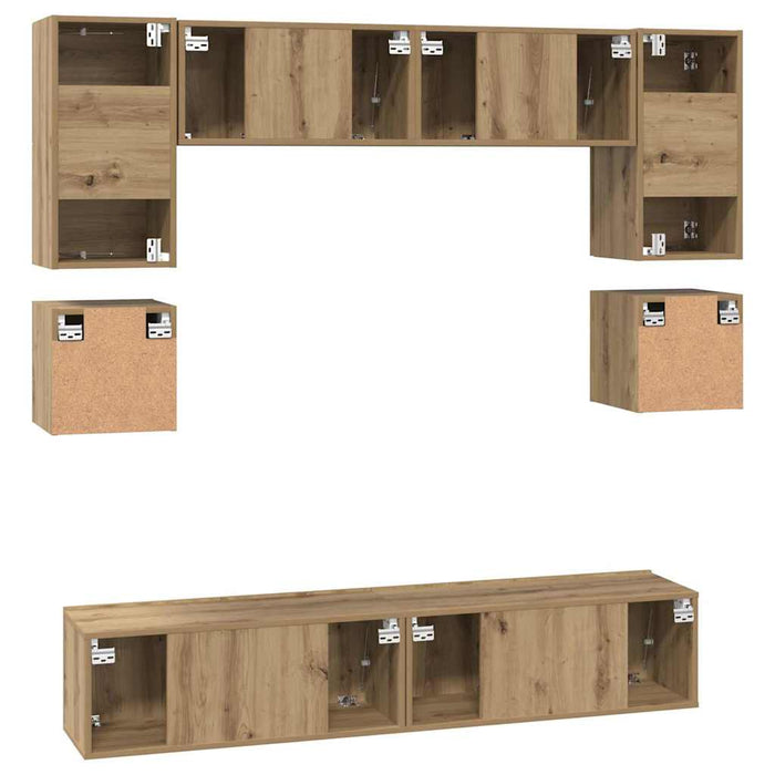 Set comodă TV Pe perete 8 pcs Stejar Artizanal Lemn compozit - WALTI WALTI