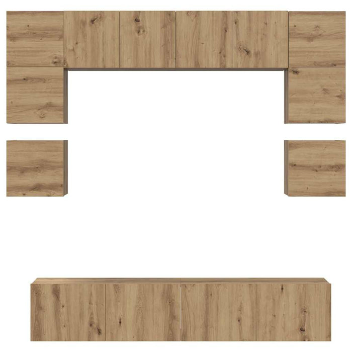 Set comodă TV Pe perete 8 pcs Stejar Artizanal Lemn compozit - WALTI WALTI
