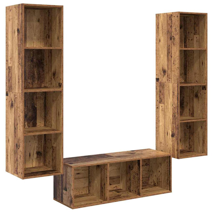 Set dulap TV 3 pcs Lemn vechi 37 x 37 x 142.5 cm Lemn compozit - WALTI WALTI