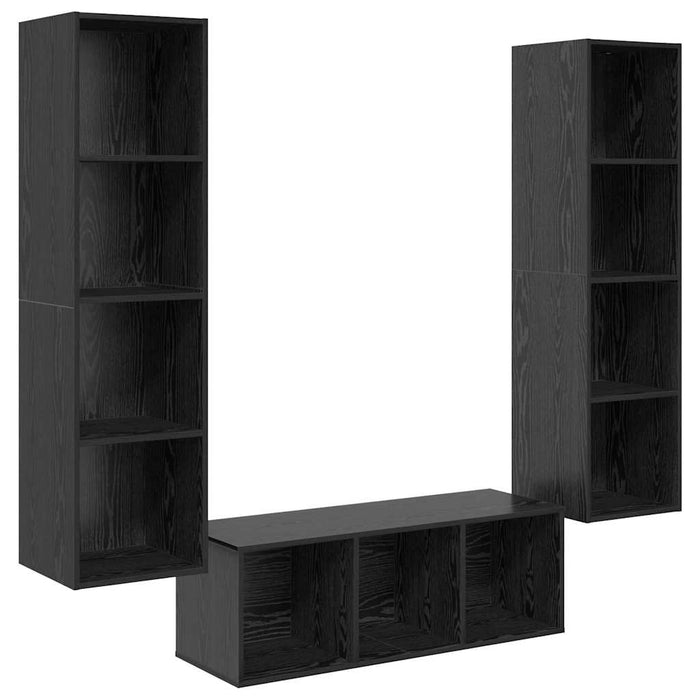 Set dulap TV cu raft Pe perete 3 pcs Stejar negru 37 x 37 x 142.5 cm - WALTI WALTI