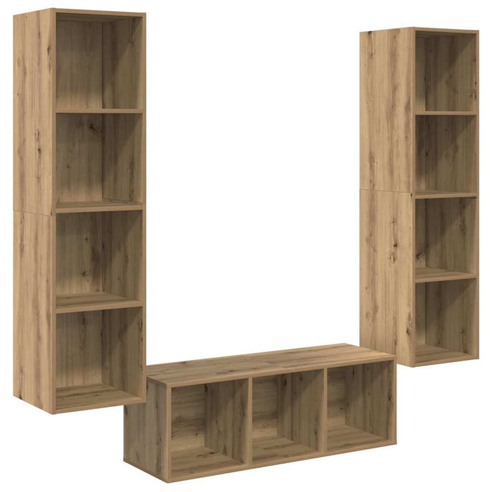 Set dulap TV cu raft 3 pcs stejar artizanal 37 x 37 x 142.5 cm - WALTI WALTI