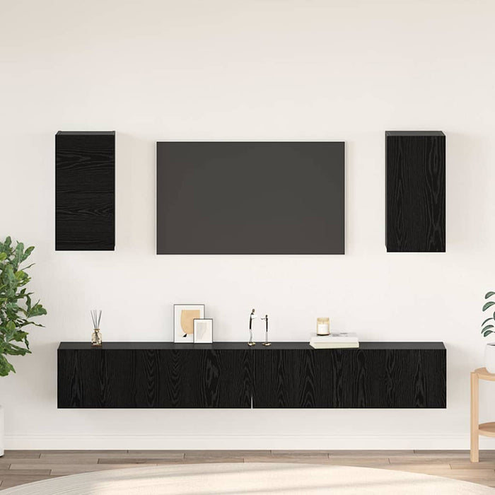 Dulap pentru TV pe Perete 3 pcs Stejar Negru Lemn compozit - WALTI WALTI
