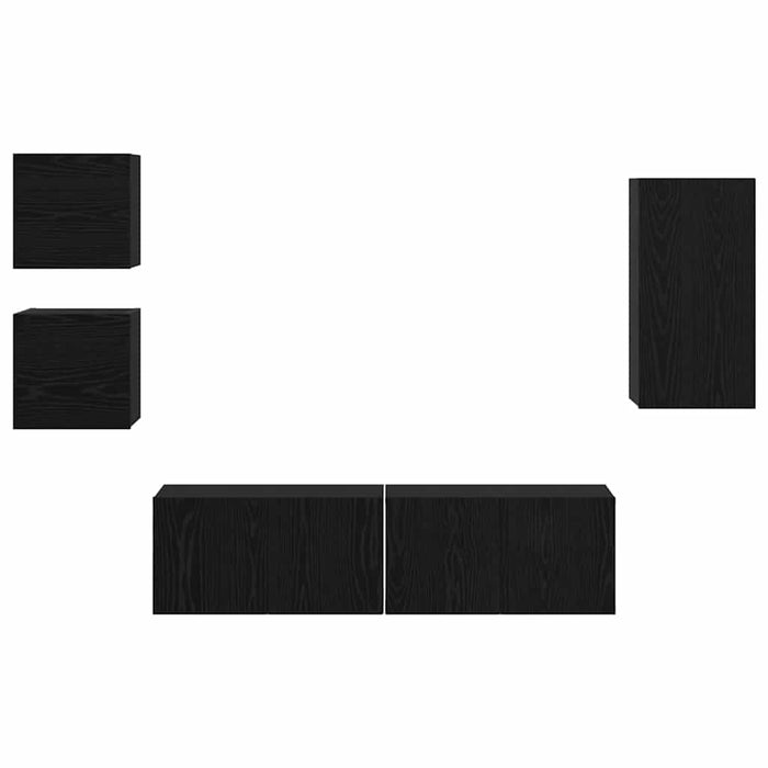 Set comodă TV Pe perete 5 pcs Stejar Negru Lemn compozit - WALTI WALTI