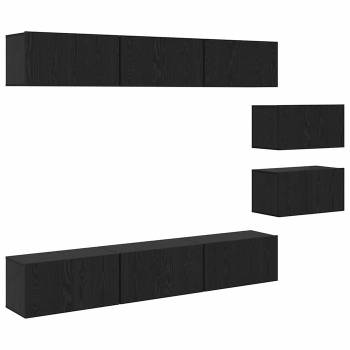 Set comodă TV Pe perete 8 pcs Stejar negru 60 x 30 x 30.5 cm - WALTI WALTI