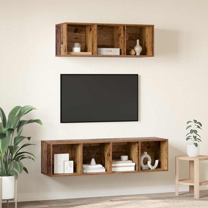 Set dulap TV 2 pcs Lemn vechi 37 x 37 x 142.5 cm Lemn compozit - WALTI WALTI