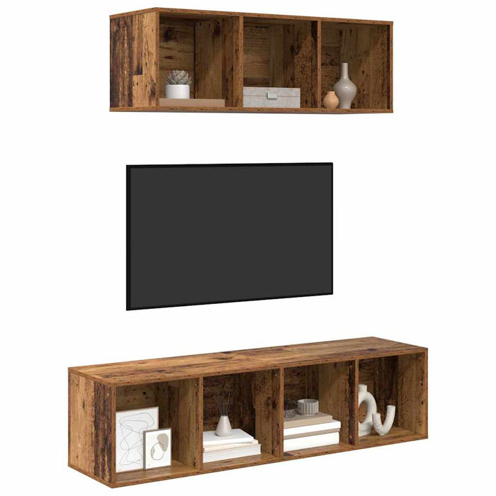 Set dulap TV 2 pcs Lemn vechi 37 x 37 x 142.5 cm Lemn compozit - WALTI WALTI