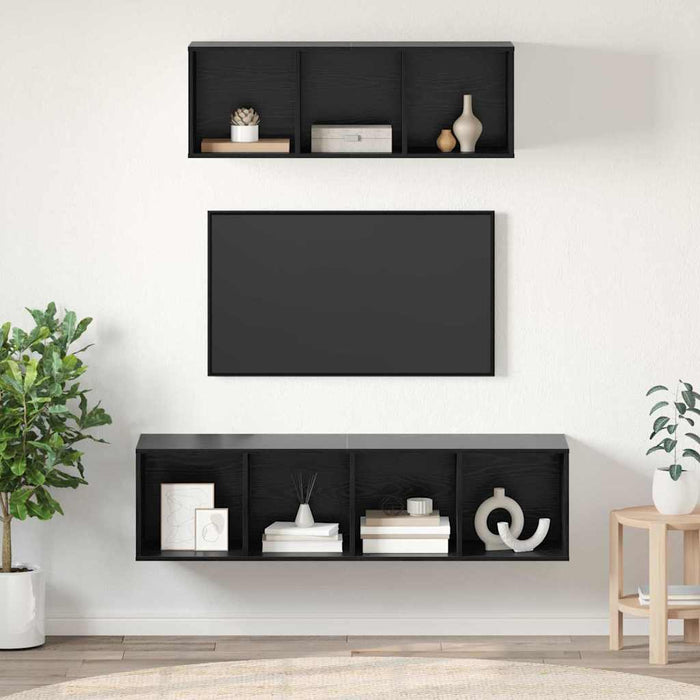 Set dulap TV cu raft Pe perete 2 pcs Stejar negru 37 x 37 x 142.5 cm - WALTI WALTI