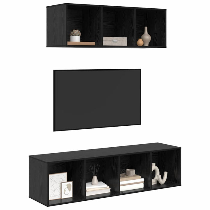 Set dulap TV cu raft Pe perete 2 pcs Stejar negru 37 x 37 x 142.5 cm - WALTI WALTI