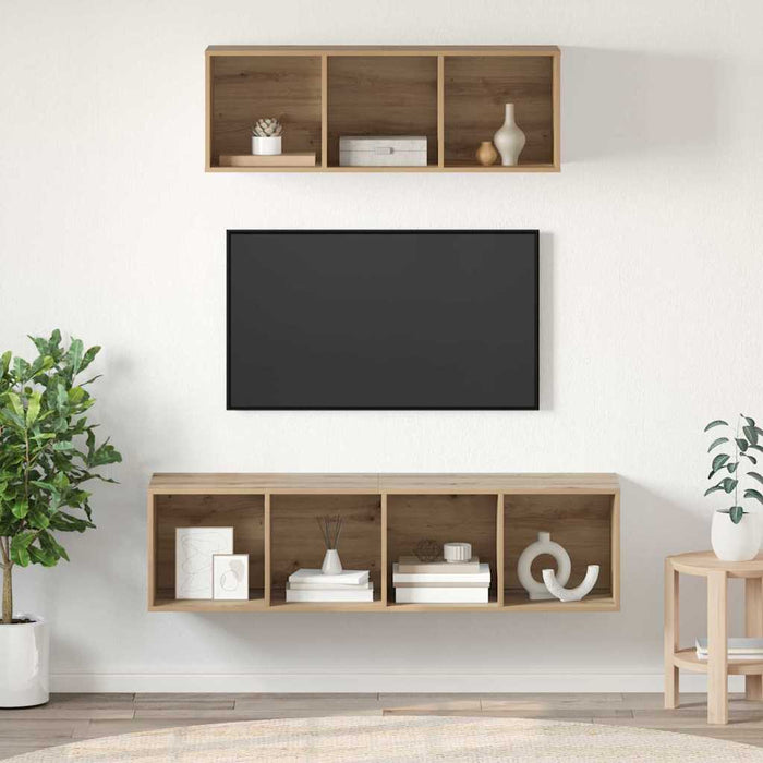 Set dulap TV cu raft 2 pcs stejar artizanal 37 x 37 x 142.5 cm - WALTI WALTI