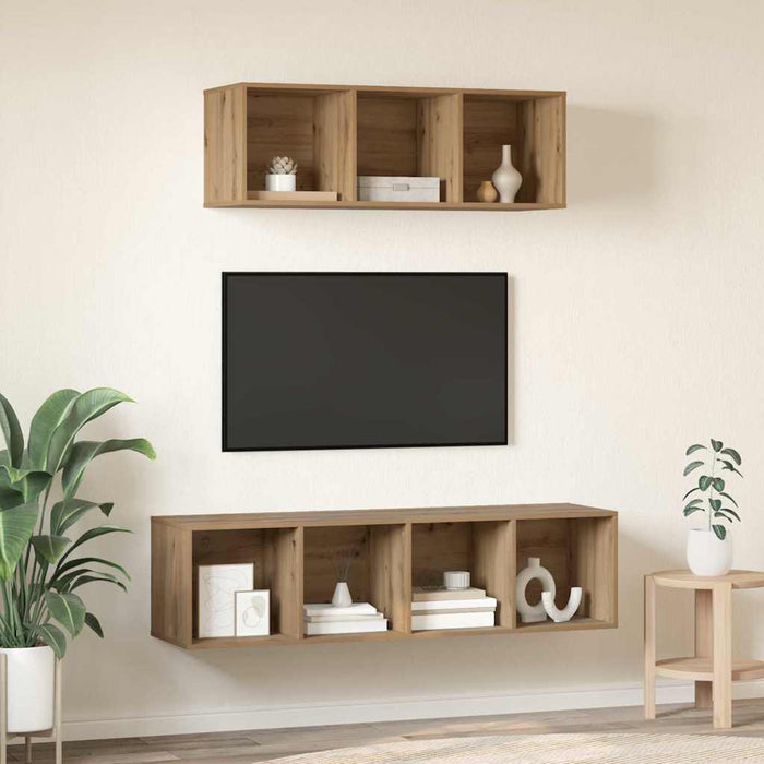 Set dulap TV cu raft 2 pcs stejar artizanal 37 x 37 x 142.5 cm - WALTI WALTI
