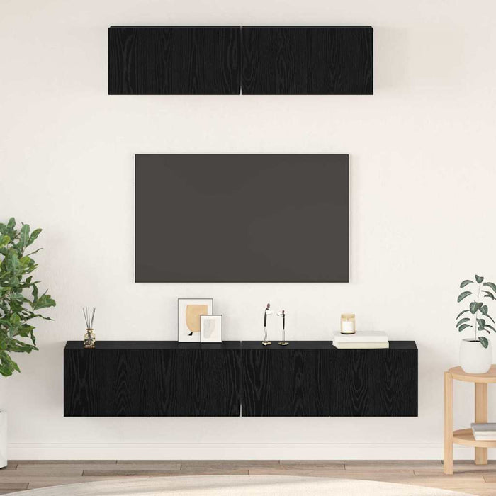 Dulap pentru TV pe Perete Altele cu depozitare cu ușă 4 pcs Stejar Negru - WALTI WALTI