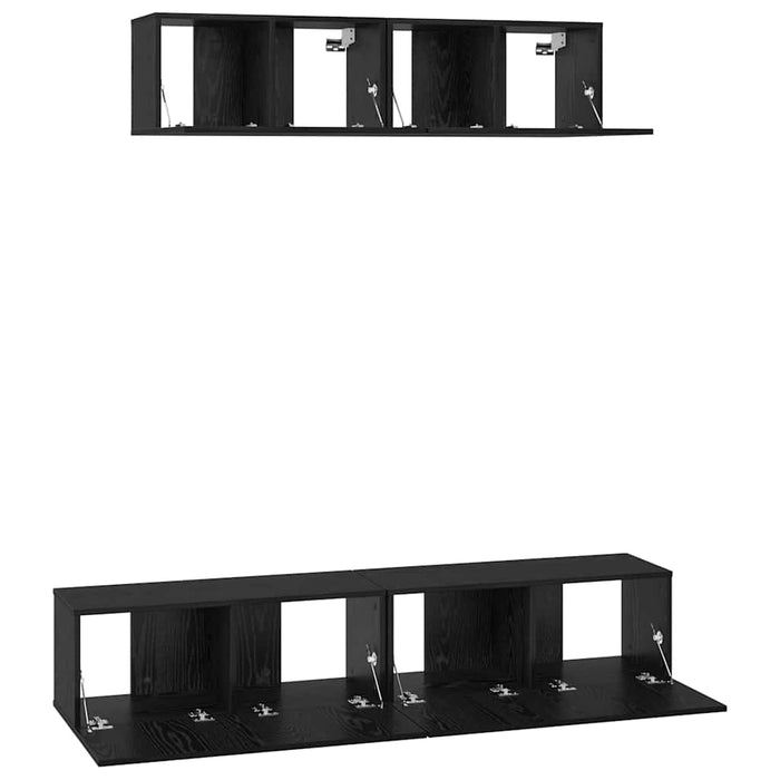 Dulap pentru TV pe Perete Altele cu depozitare cu ușă 4 pcs Stejar Negru - WALTI WALTI