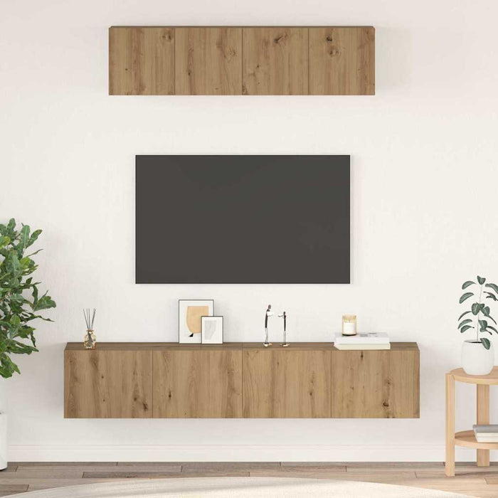 Set dulap TV 4 pcs stejar artizanal Mediu 80 x 30 x 30 cm - WALTI WALTI