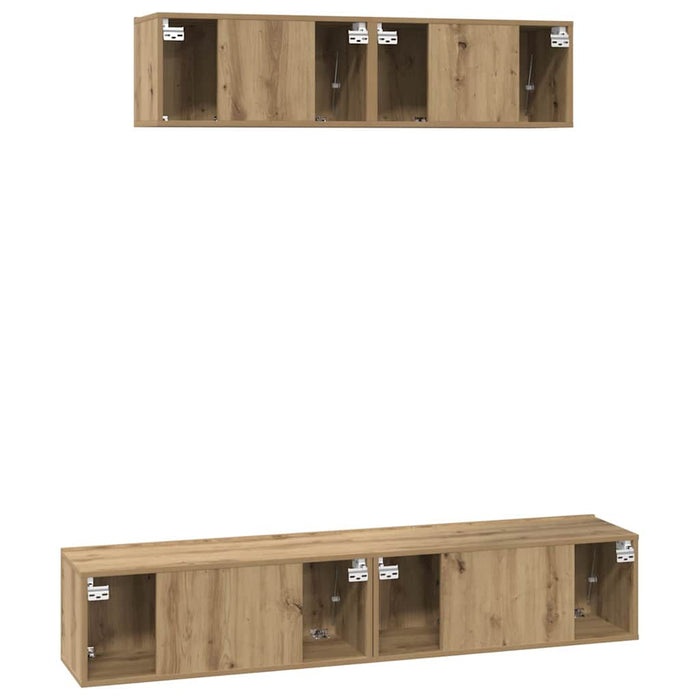 Set dulap TV 4 pcs stejar artizanal Mediu 80 x 30 x 30 cm - WALTI WALTI