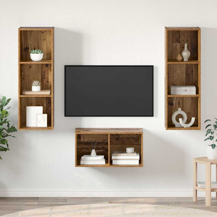 Set dulap TV cu raft Lemn vechi 37 x 37 x 107 cm Lemn compozit - WALTI WALTI