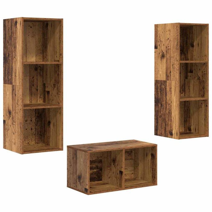 Set dulap TV cu raft Lemn vechi 37 x 37 x 107 cm Lemn compozit - WALTI WALTI