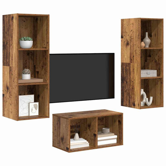 Set dulap TV cu raft Lemn vechi 37 x 37 x 107 cm Lemn compozit - WALTI WALTI