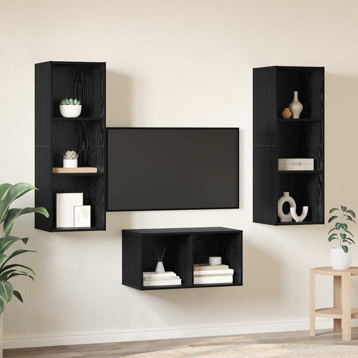 Set dulap TV Stejar negru 37 x 37 x 107 cm Lemn compozit - WALTI WALTI