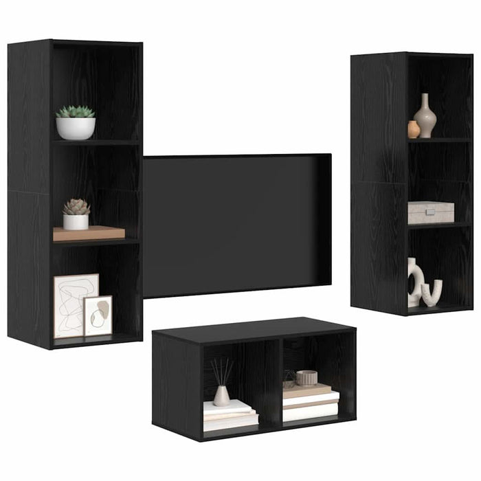 Set dulap TV Stejar negru 37 x 37 x 107 cm Lemn compozit - WALTI WALTI