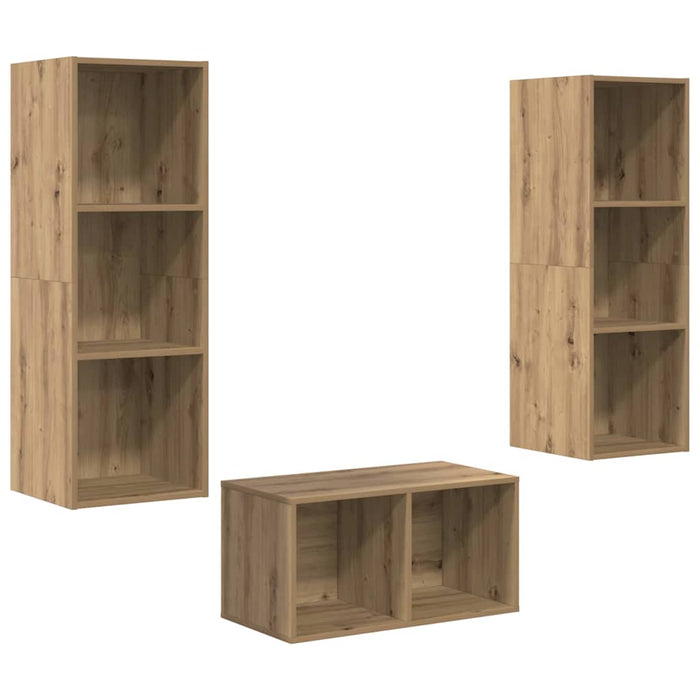 Set dulap TV stejar artizanal 37 x 37 x 107 cm Lemn compozit - WALTI WALTI