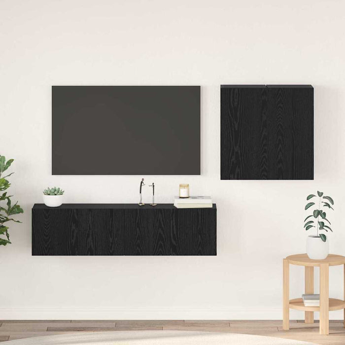 Set Dulap TV cu raft cu depozitare cu ușă 4 pcs Stejar negru 120 x 30 x 30 cm - WALTI WALTI
