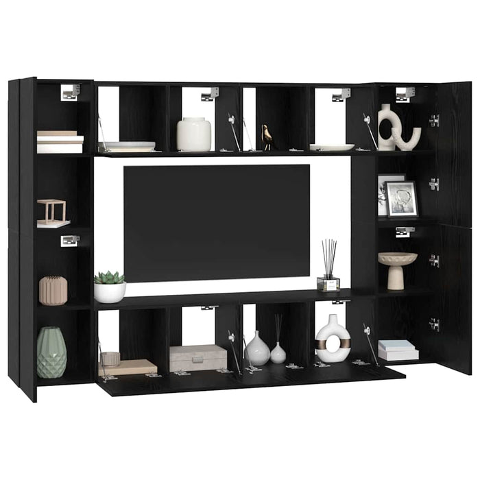 Set comodă TV cu raft 8 pcs Stejar negru 181 x 30 x 120 cm - WALTI WALTI