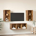 Set comodă TV Pe perete 3 pcs Lemn Vechi Lemn compozit - WALTI WALTI