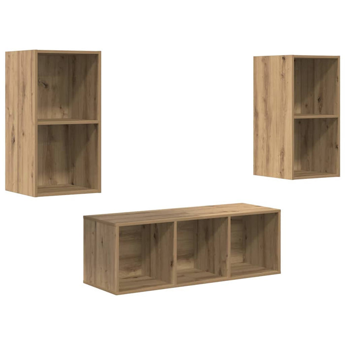Set comodă TV Pe perete 3 pcs Stejar Artizanal Lemn compozit - WALTI WALTI