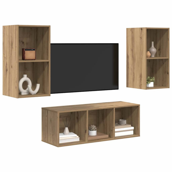 Set comodă TV Pe perete 3 pcs Stejar Artizanal Lemn compozit - WALTI WALTI