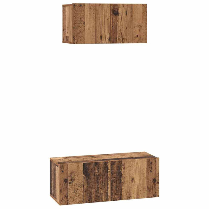 Set comodă TV Pe perete 2 pcs Lemn Vechi Lemn compozit - WALTI WALTI