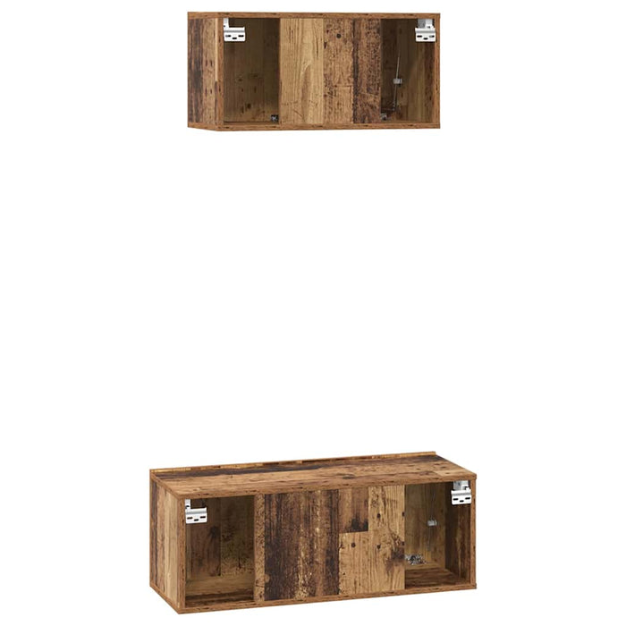Set comodă TV Pe perete 2 pcs Lemn Vechi Lemn compozit - WALTI WALTI