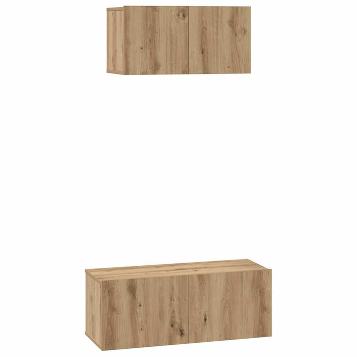 Set comodă TV Pe perete 2 pcs Stejar Artizanal Lemn compozit - WALTI WALTI